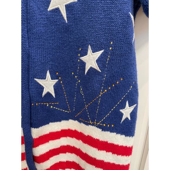 VTG  The Quacker Factory patriotic sweater 4th of July Large short sleeve - Picture 3 of 10